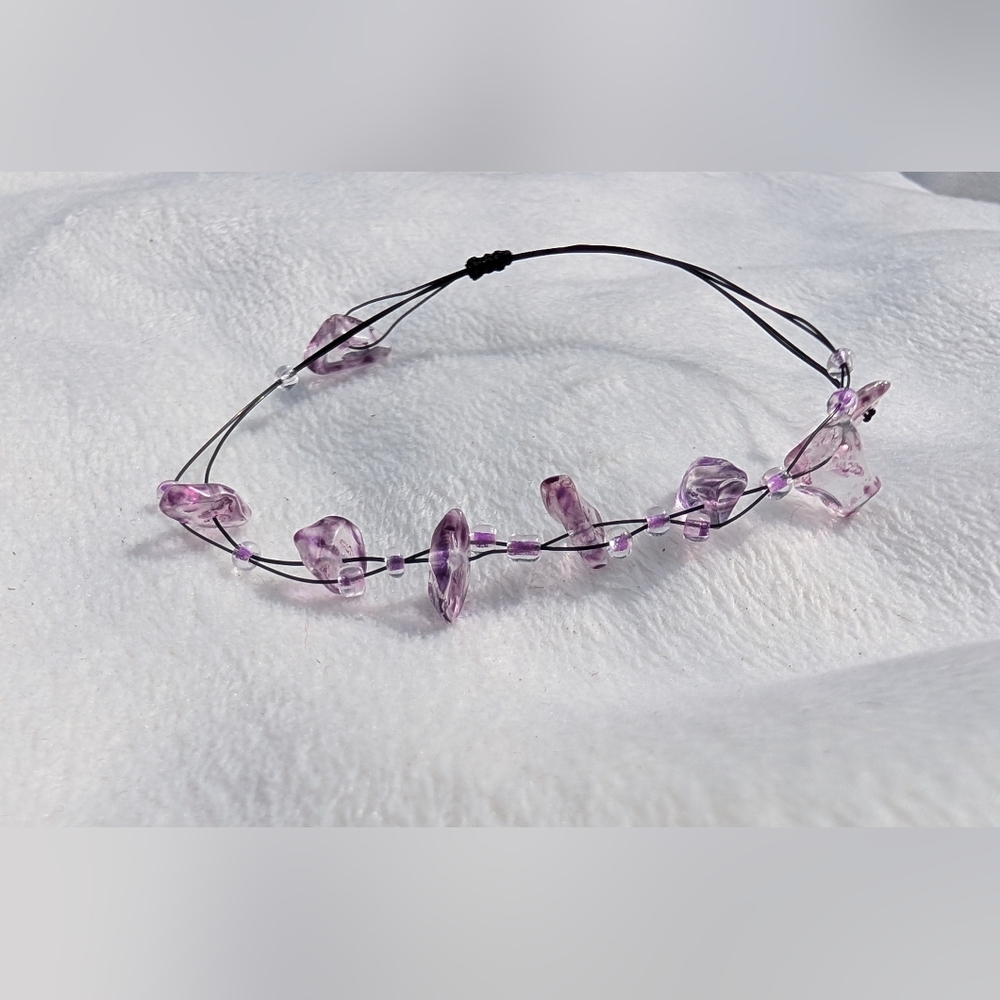 Purple Amethyst Glass Beaded Bracelet